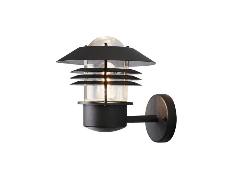 Stylische LED Außen Wandlaterne stehend, Aluminium Schwarz, Höhe 24cm