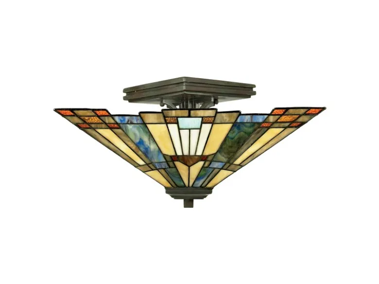 Tiffany Deckenleuchte INGLENOOK Bunt, mit E27 Fassung Ø 36cm