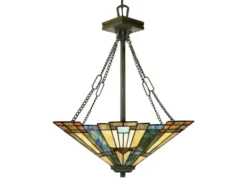 Tiffany Pendelleuchte INGLENOOK E27 Lampenschirm Bunt Ø 44,5cm