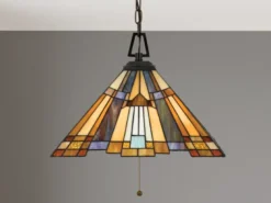 Tiffany Pendelleuchte mit E27 LED, Lampenschirm Bunt Ø 43cm