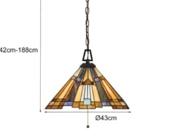 Tiffany Pendelleuchte mit E27 LED, Lampenschirm Bunt Ø 43cm