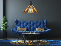 Tiffany Pendelleuchte mit E27 LED, Lampenschirm Bunt Ø 43cm