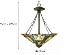 Tiffany Pendelleuchte mit E27 LED, Lampenschirm Bunt Ø 44,5 cm