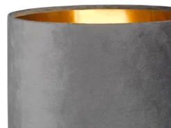 Tischlampe AURA mit Lampenschirm Samt Grau - innen Gold, Höhe 32cm