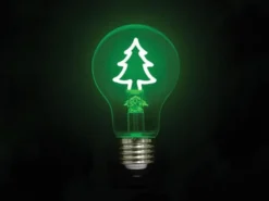Tischlampe Beton Schwarz mit Deko LED Glühbirne Tannenbaum, Höhe 9cm