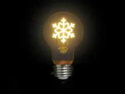 Tischlampe Beton Schwarz mit Deko LED Glühbirne Schneeflocke, Höhe 9cm