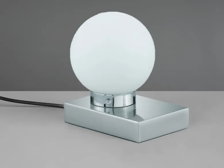 Tischlampe DAVI II mit Glaskugel & Touchfunktion, Fuß Silber, Höhe 15cm