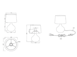 Tischlampe MARTIN mit Keramikfuß Beige & Stoffschirm Weiß, Höhe 29cm