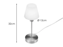 Tischlampe MATHA mit Touch Dimmer & E14 Glas Lampenschirm Weiß, Höhe 32cm