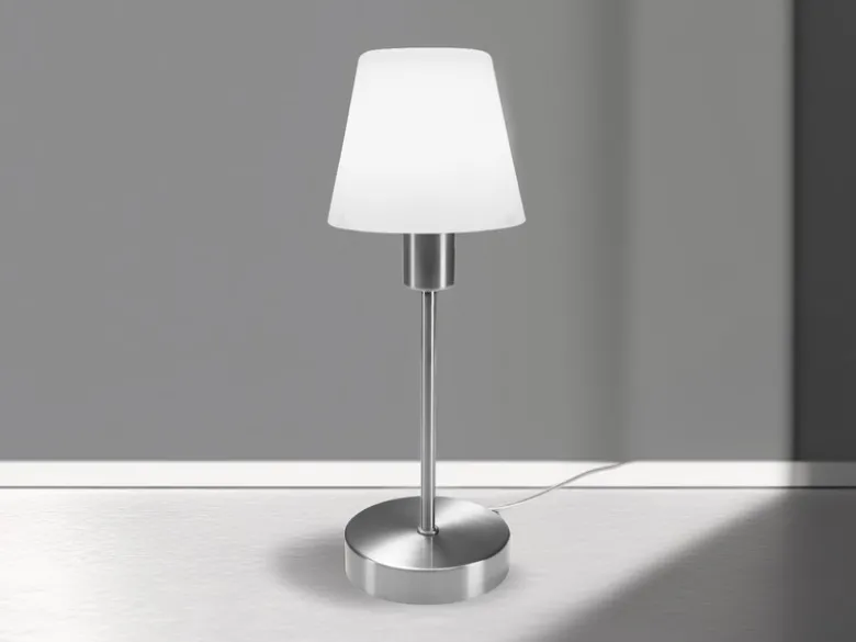 Tischlampe MATHA touch dimmbar mit Glasschirm Weiß & E14 LED, Höhe 32cm