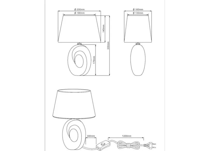 Tischlampe TABA Keramik Gold mit E14 Stoffschirm Schwarz, Höhe 33cm