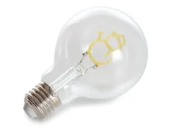 Tischlampe Würfel Holz Eiche mit Deko LED Glühbirne Schneemann, Quadrat 9cm