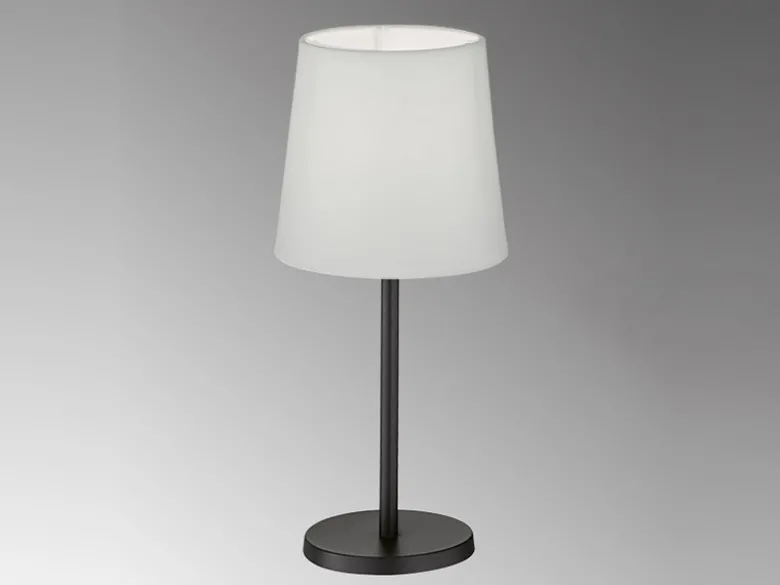 Tischleuchte EVE Schwarz mit Lampenschirm Stoff Weiß, Höhe 30cm