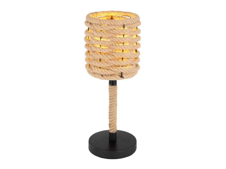 Tischleuchte HALIA I Seillampe mit geflochtenem Lampenschirm, Höhe 45cm