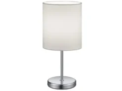 Tischleuchte JERRY 1-flammig Chrom Stoffschirm in Weiß, Höhe 28cm
