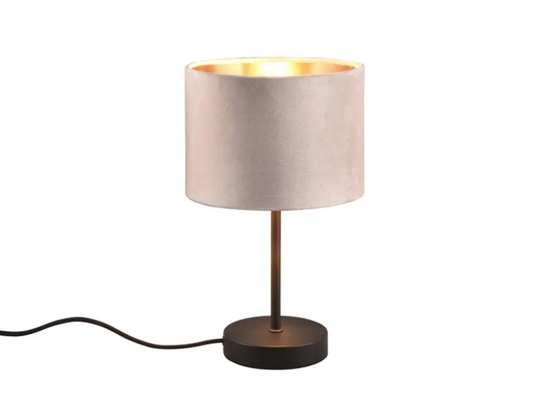 Tischleuchte JULIETA mit Samt Lampenschirm Beige Gold, Höhe 33cm