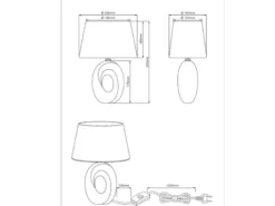 Tischleuchte Keramik Silber mit Stoffschirm Weiß & E14 LED, Höhe 33cm