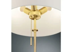 Tischleuchte LYON Messing mit Stoffschirm Weiß, Höhe 45-56cm verstellbar