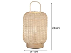 Tischleuchte NATURE, Laterne aus Holz & Korbgeflecht, Höhe 28,5cm