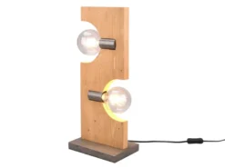 Tischleuchte TAILOR 2 flammig Holzbrett naturbelassen, Höhe 52cm
