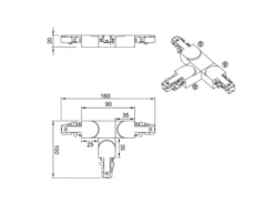T-Verbinder (B) Schwarz für 2-Phasen Schienensystem DUOline, Schutzleiter LINKS