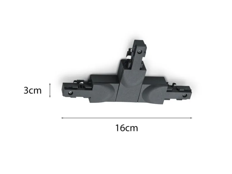 T-Verbinder Schwarz für 2-Phasen Schienensystem DUOline, Schutzleiter RECHTS