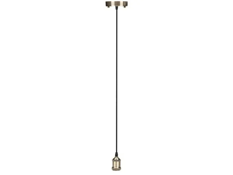 Universal Schnurpendel für Hängelampe E27 Bronze / Kabel Textil Schwarz, Ø 8,5cm