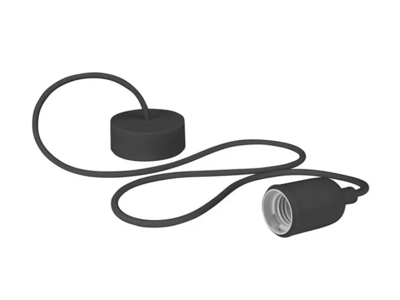 Universal Schnurpendel Textil schwarz mit E27 Filament LED, Ø 8,5cm