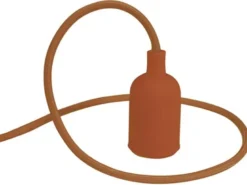 Universal Schnurpendel Textil braun mit E27 Filament LED, Ø 8,5cm
