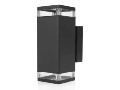Up and Down Außenwandleuchte aus Aluminium in Schwarz, Höhe 23cm