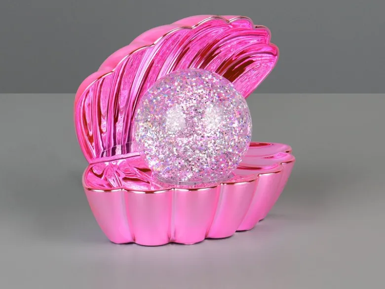USB Muschel Tischlampe Pink mit RGB Beleuchtung, Höhe 14cm