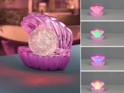 USB Muschel Tischlampe SHELLY Pink mit RGB Beleuchtung, Höhe 14cm