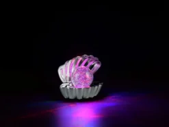 USB Muschel Tischlampe Silber Chrom mit RGB Beleuchtung, Höhe 14cm