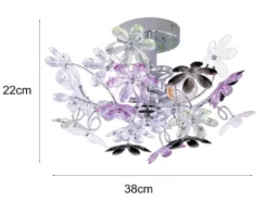 Verspielte Deckenleuchte FLOWER im floralen Design, Chrom Multicolor Ø 38cm