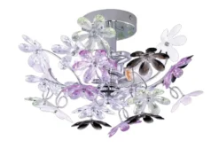Verspielte Deckenleuchte FLOWER im floralen Design, Chrom Multicolor Ø 38cm