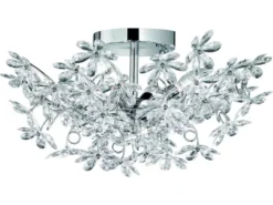 Verspielte Deckenleuchte FLOWER im floralen Design Chrom Multicolor, Ø 51cm