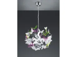 Verspielte LED Pendelleuchte 4 flammig mit bunten Schmetterlingen, Ø 50cm