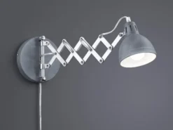 Verstellbare LED Wandleuchte mit Scherengelenk aus Metall in Betonfarben