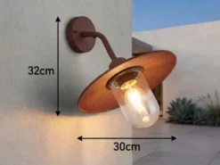 Vintage Außenwandleuchte in Rostoptik mit E27 LED, Höhe 32cm