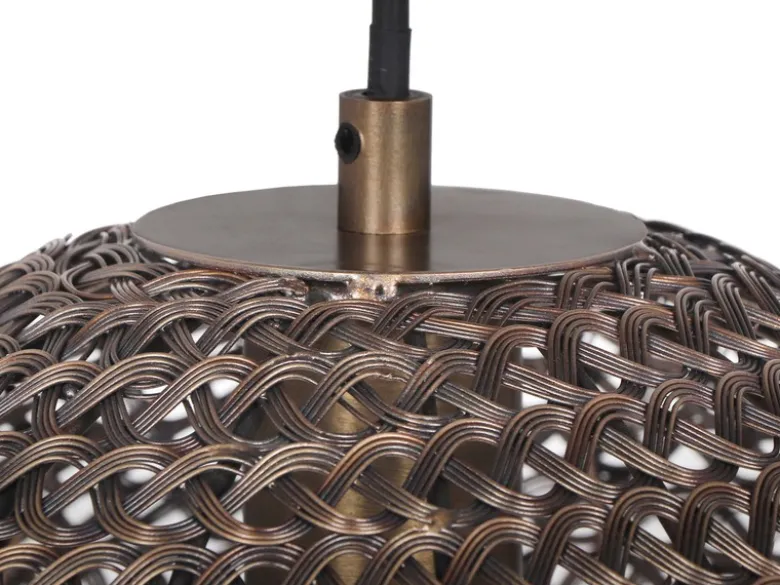 Vintage LED Pendelleuchte aus Metallgeflecht in Altmessing, Ø 36cm