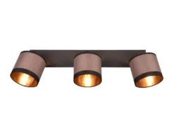 Wand- & Deckenstrahler DAVOS mit Stoffschirmen in Taupe/Gold, Breite 58cm