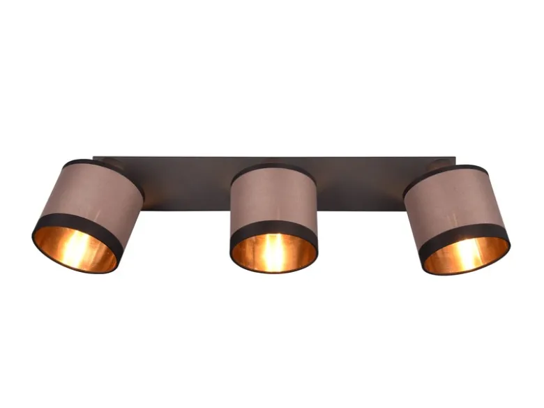 Wand- & Deckenstrahler DAVOS mit Stoffschirmen in Taupe/Gold, Breite 58cm