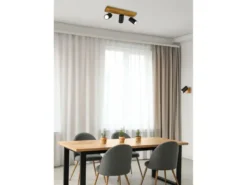 Wand- & Deckenstrahler MARLEY Schwarz mit Holz, Breite 9cm