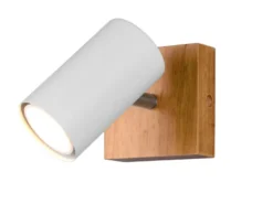 Wand- & Deckenstrahler MARLEY Weiß mit Holz, Breite 9cm