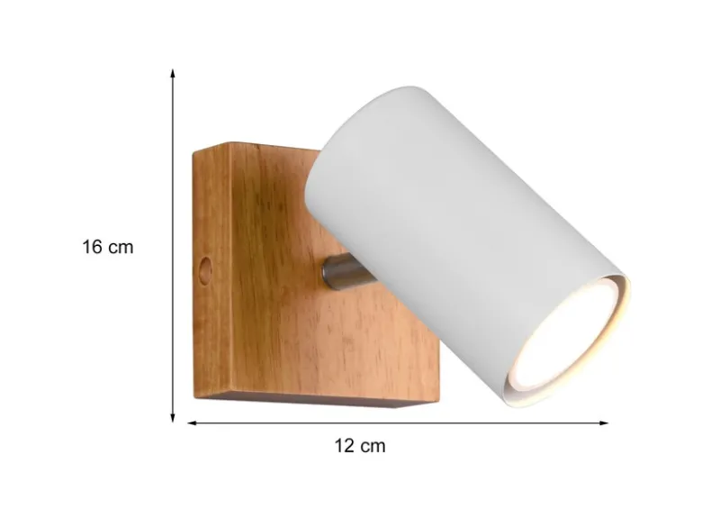 Wand- & Deckenstrahler MARLEY Weiß mit Holz, Breite 9cm