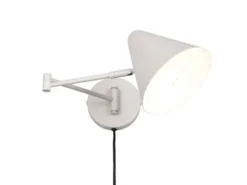 Wandlampe COSIMA mit Stecker, Schalter und Schwenkarm zum Lesen, Grau, Höhe 16cm