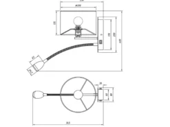 Wandlampe HOTEL mit Leselampe, Schalter & Stecker, Stoffschirm Grau, Höhe 23,5cm