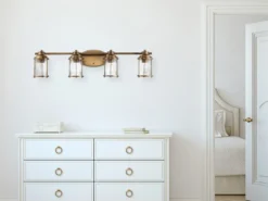 Wandleuchte ASHLAND BAY in Messing für Badezimmer & Wohnraum, Breite 86cm