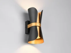 Wandleuchte COAT Schwarz Gold mit Updown Lichtaustritt, Höhe 21cm