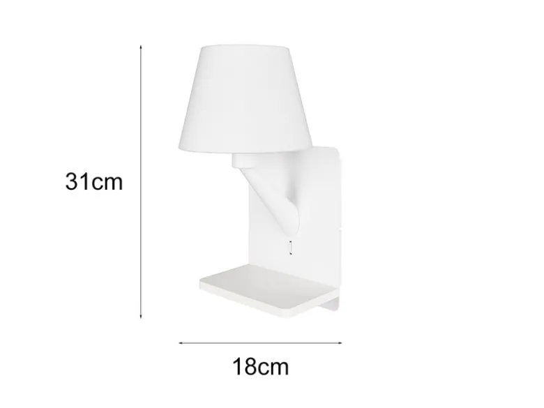 Wandleuchte COMFORT mit Stecker, Schalter & Ladefunktion Weiß, Höhe 31cm